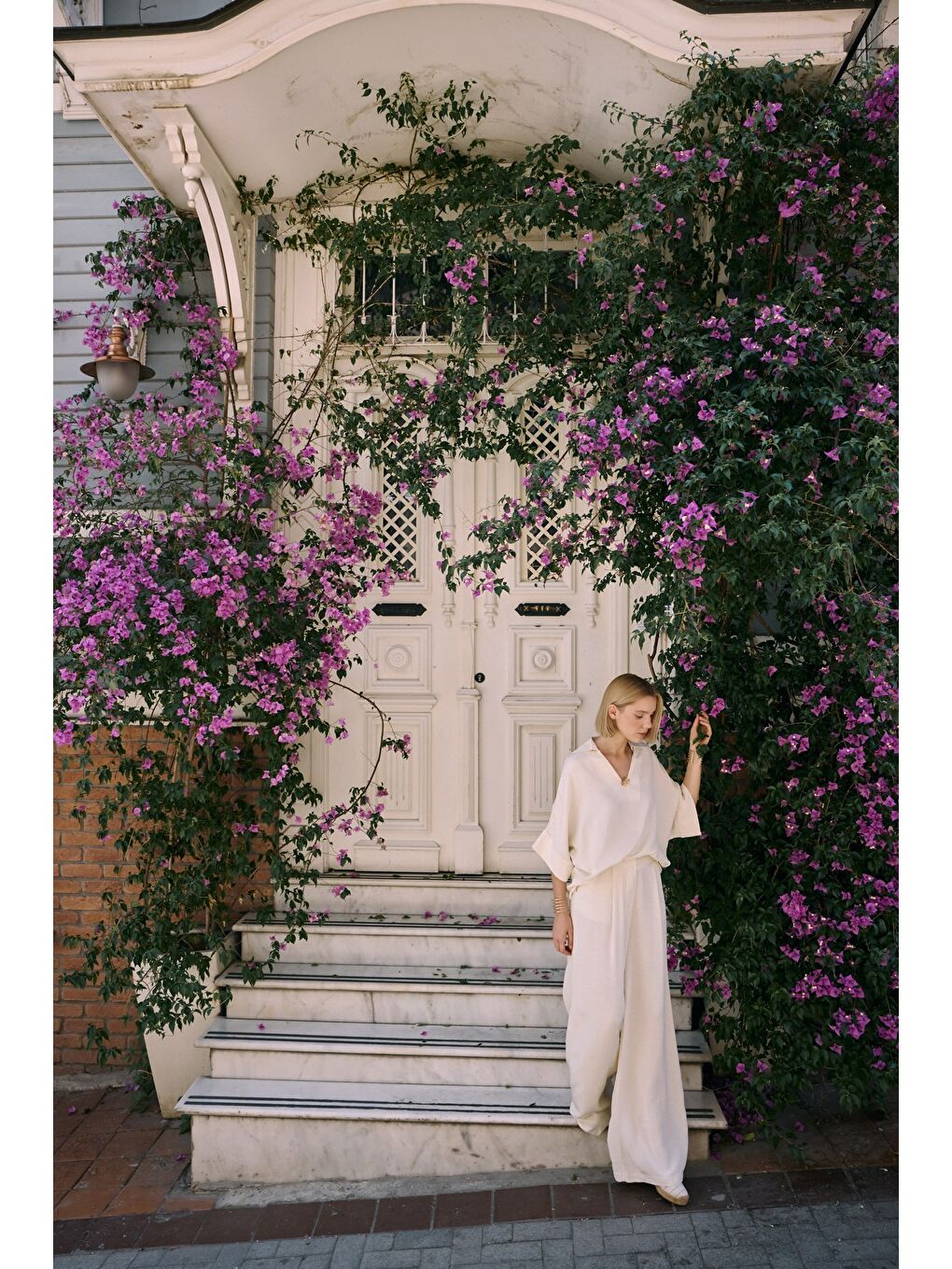 Bej Keten Karışımlı Pantolon - Taş-3