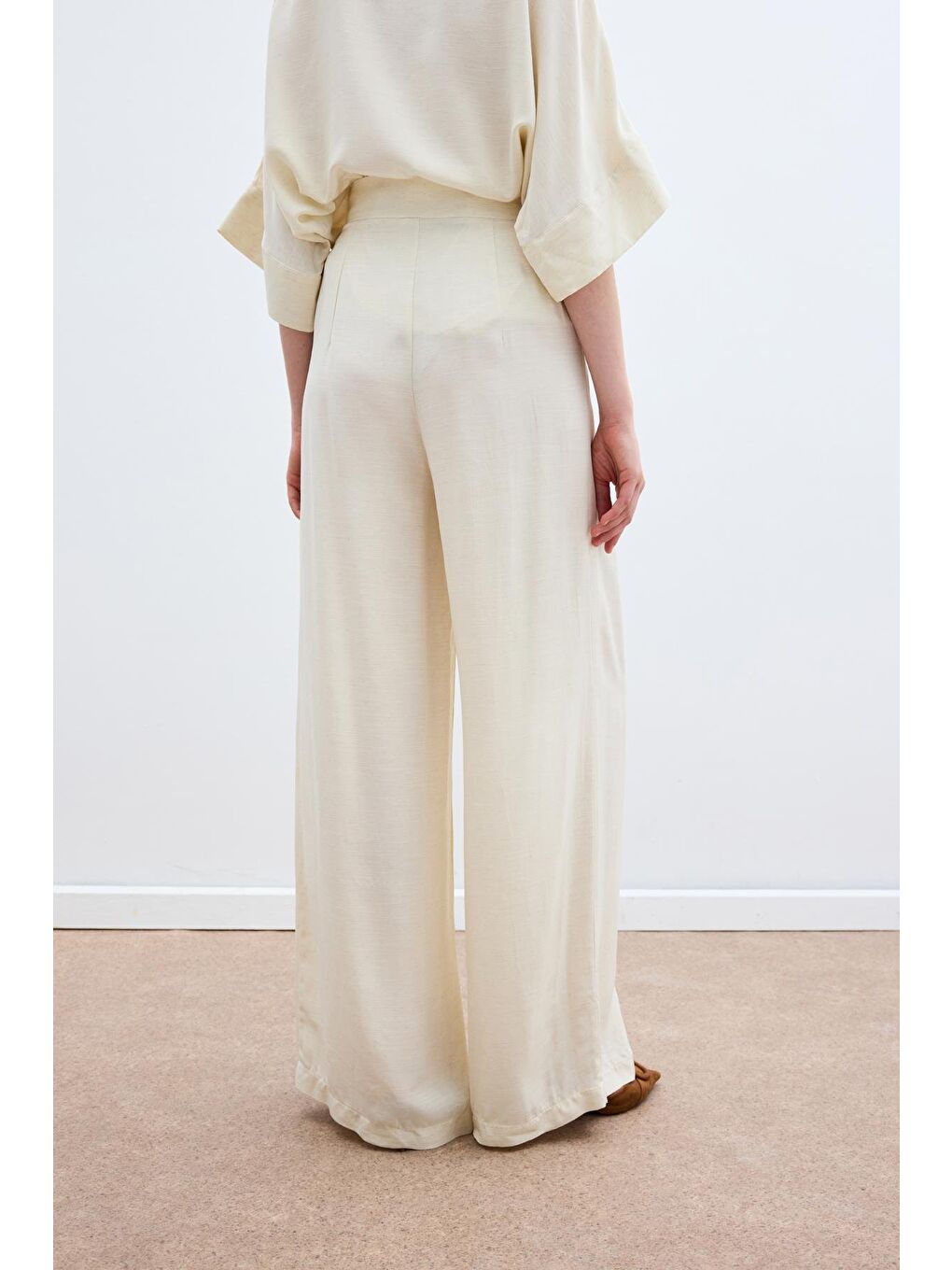 Bej Keten Karışımlı Pantolon - Taş-7