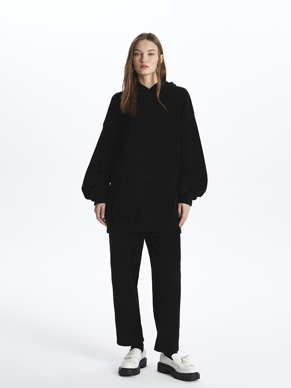 Las Vegas - Kadife Oversize Pantolon - Siyah Renk