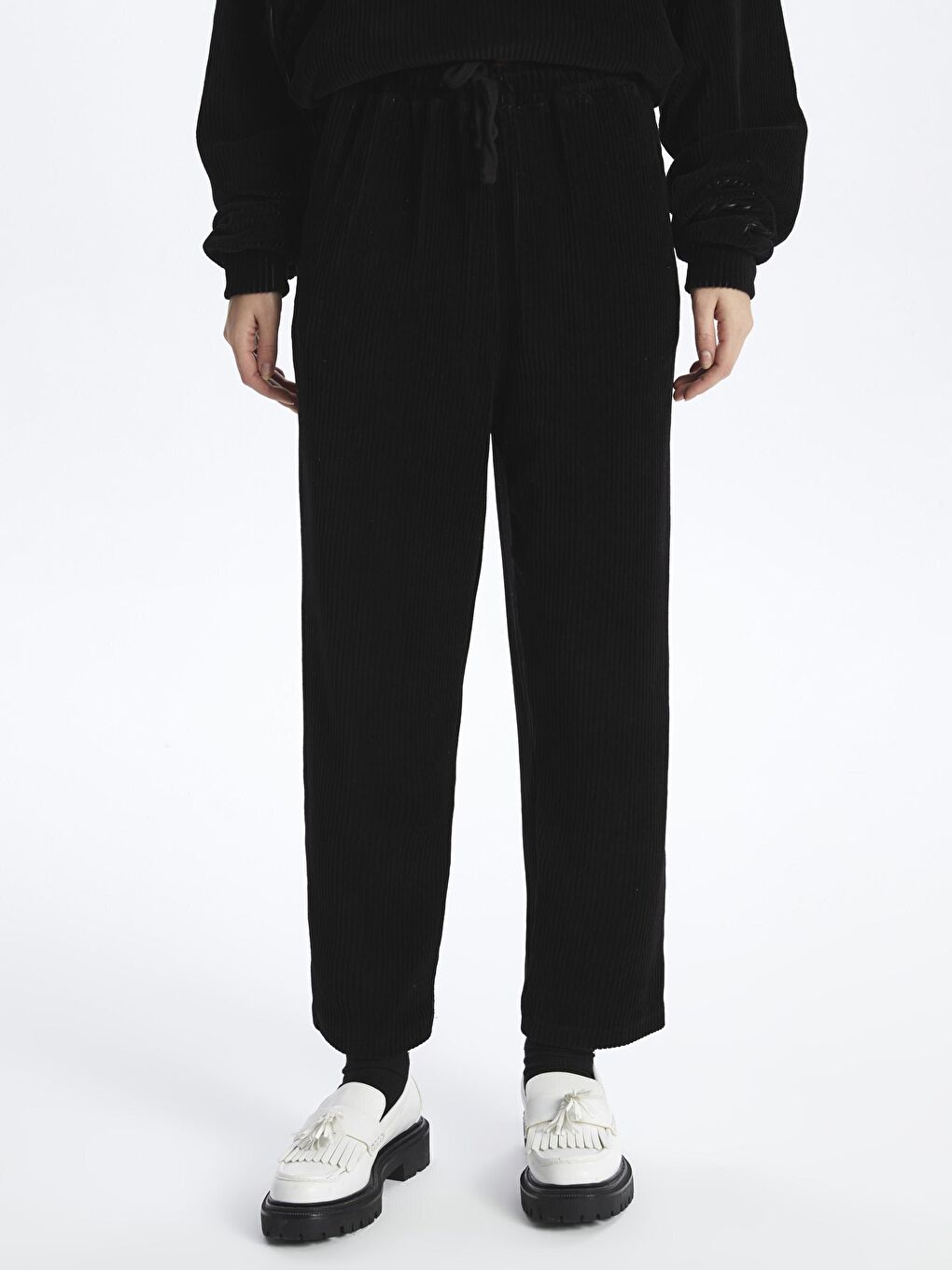 Las Vegas - Kadife Oversize Pantolon - Siyah Renk-2