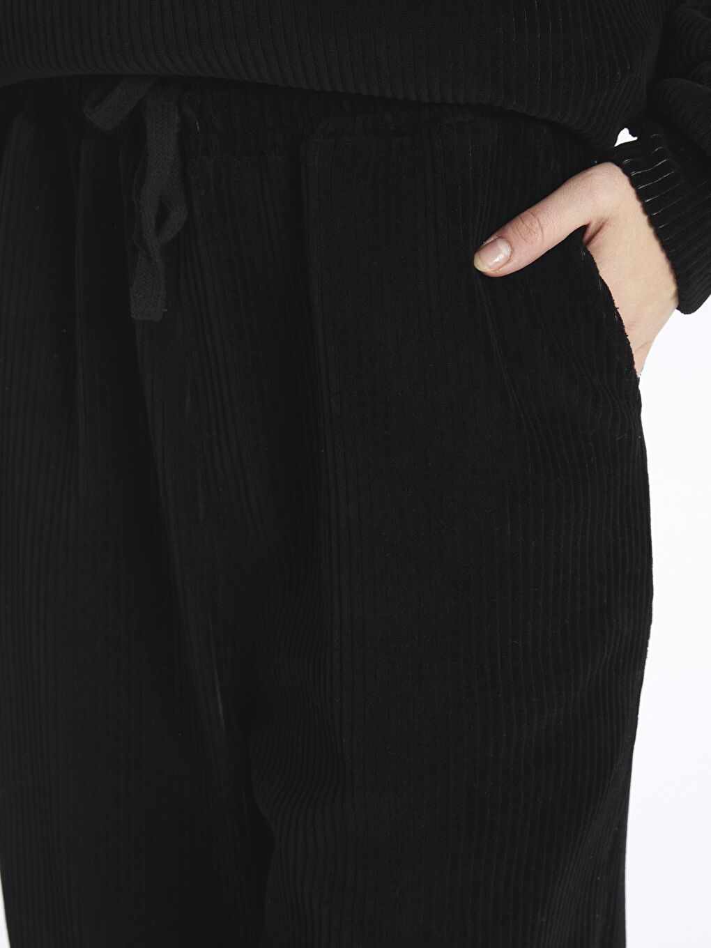 Las Vegas - Kadife Oversize Pantolon - Siyah Renk-3