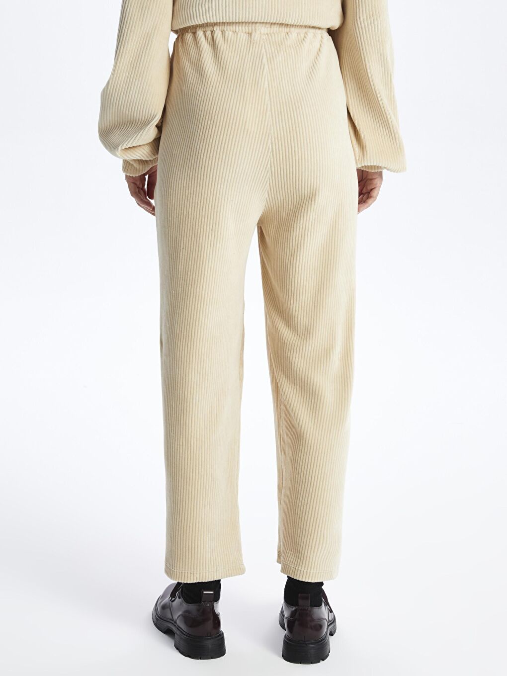 Las Vegas - Kadife Oversize Pantolon - Ekru Renk-4