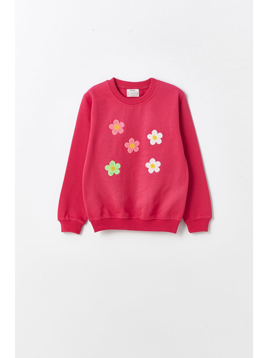 Pembe Çiçek Desenli Kız Çocuk Sweatshirt