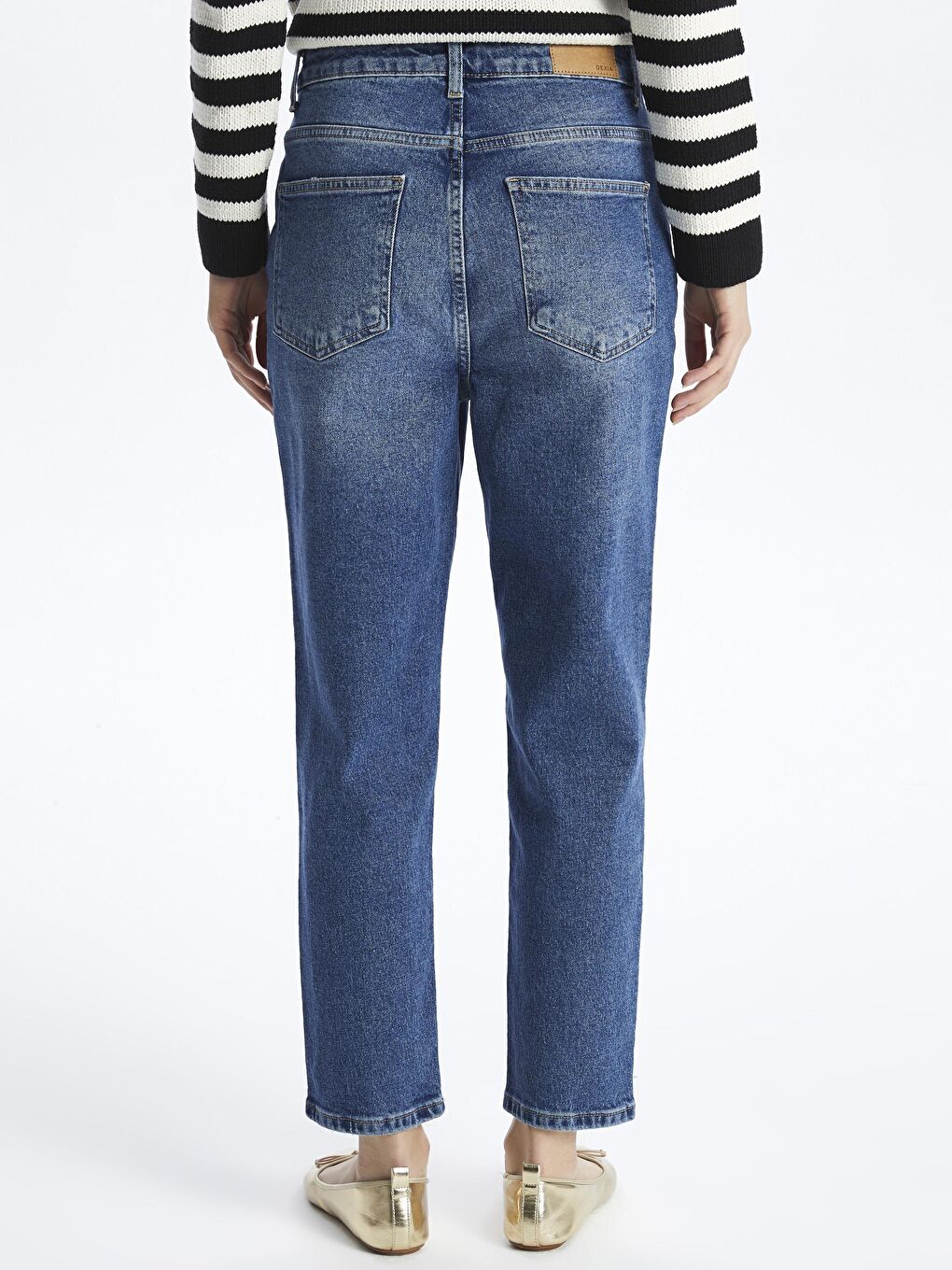 İndigo Paris - Mom Jeans Denim Pantolon - Mid-Dark Renk-4