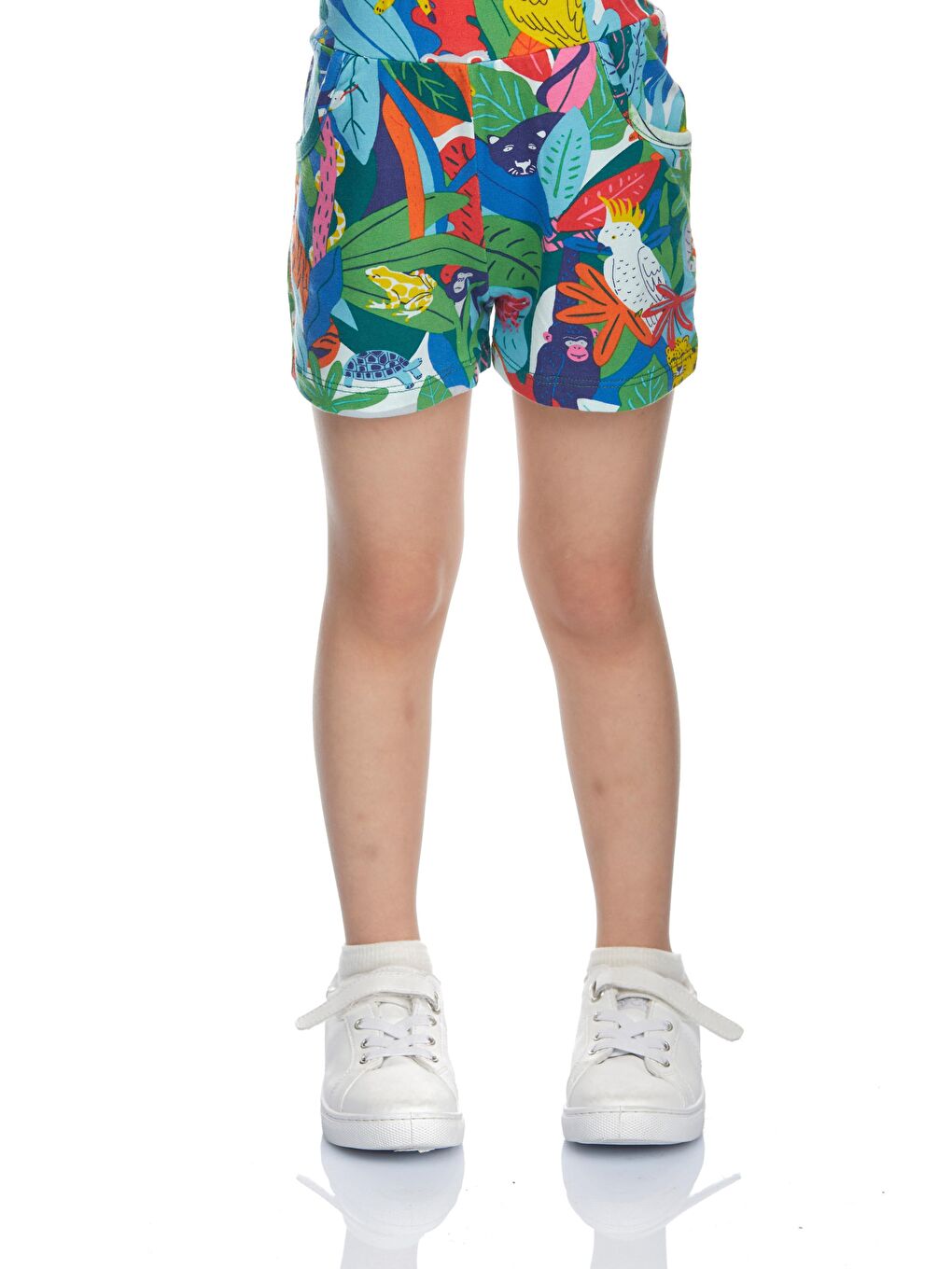 Karışık Kız Çocuk Tropical Zoo Desen Cepli Şort-1