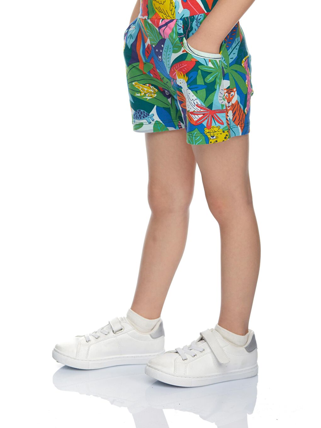 Karışık Kız Çocuk Tropical Zoo Desen Cepli Şort-2