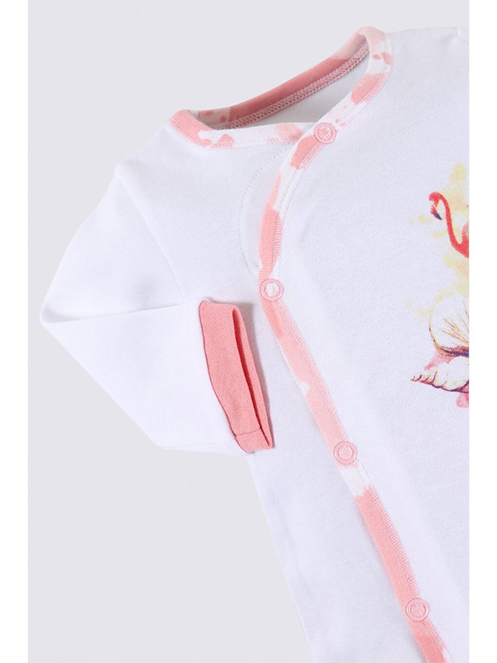 Rosa Bebek Tulumu %100 Organik Pamuk Penye Baskılı Beyaz-2