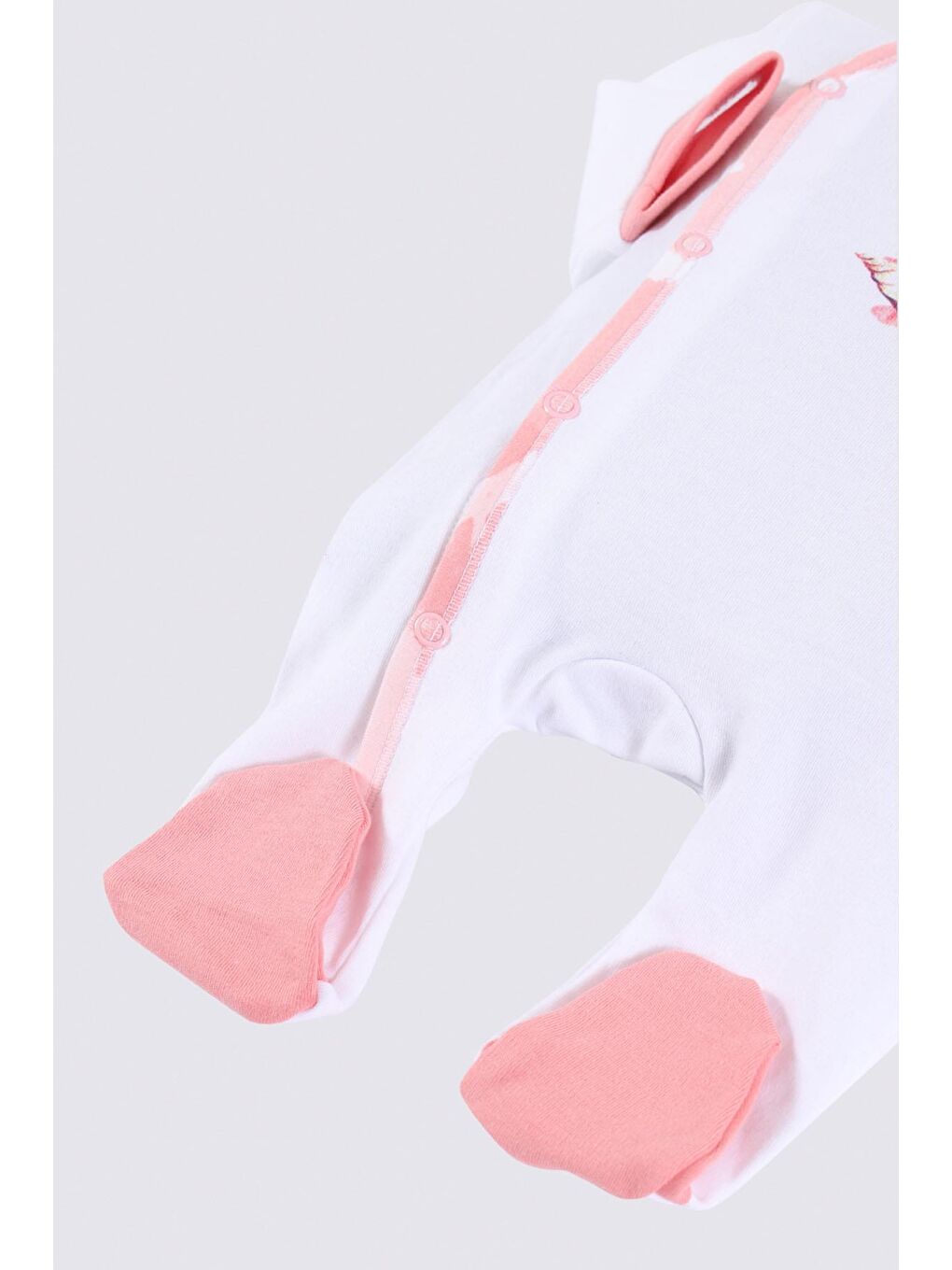 Rosa Bebek Tulumu %100 Organik Pamuk Penye Baskılı Beyaz-3
