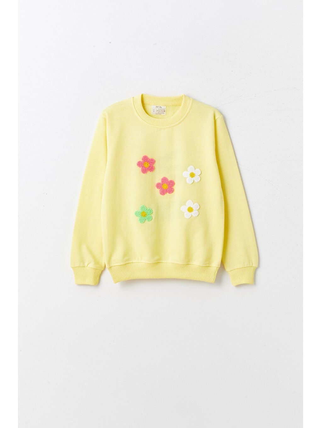 Sarı Çiçek Desenli Kız Çocuk Sweatshirt