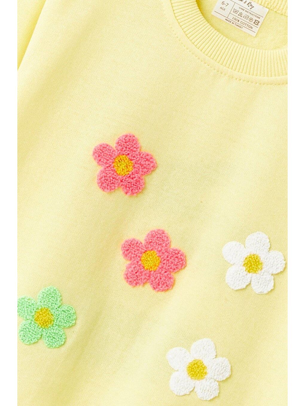 Sarı Çiçek Desenli Kız Çocuk Sweatshirt-2