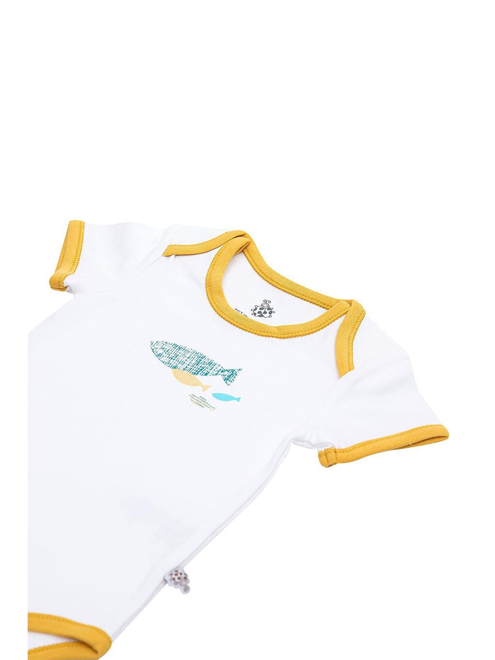 Dodo 2'li Bebek Zıbın Kısa Kollu %100 Organik Pamuk Penye Baskılı Beyaz-Sarı-3