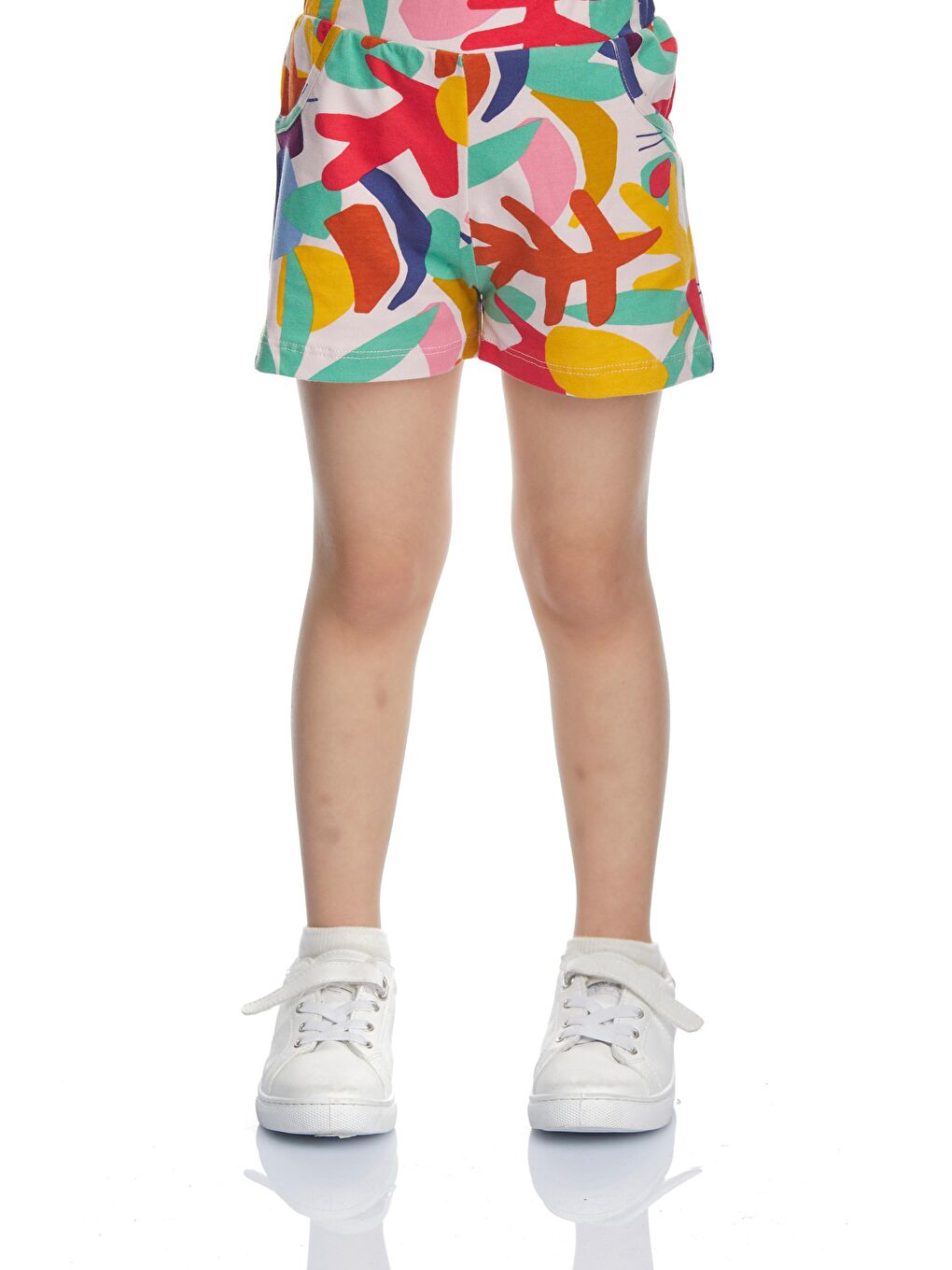 Karışık Kız Çocuk Cutouts Foliage Desen Cepli Şort-1