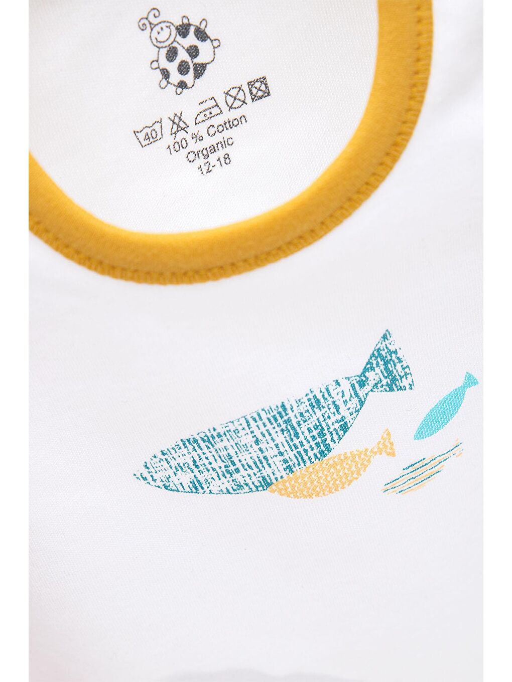 Dodo 2'li Bebek Zıbın Kısa Kollu %100 Organik Pamuk Penye Baskılı Beyaz-Sarı-6