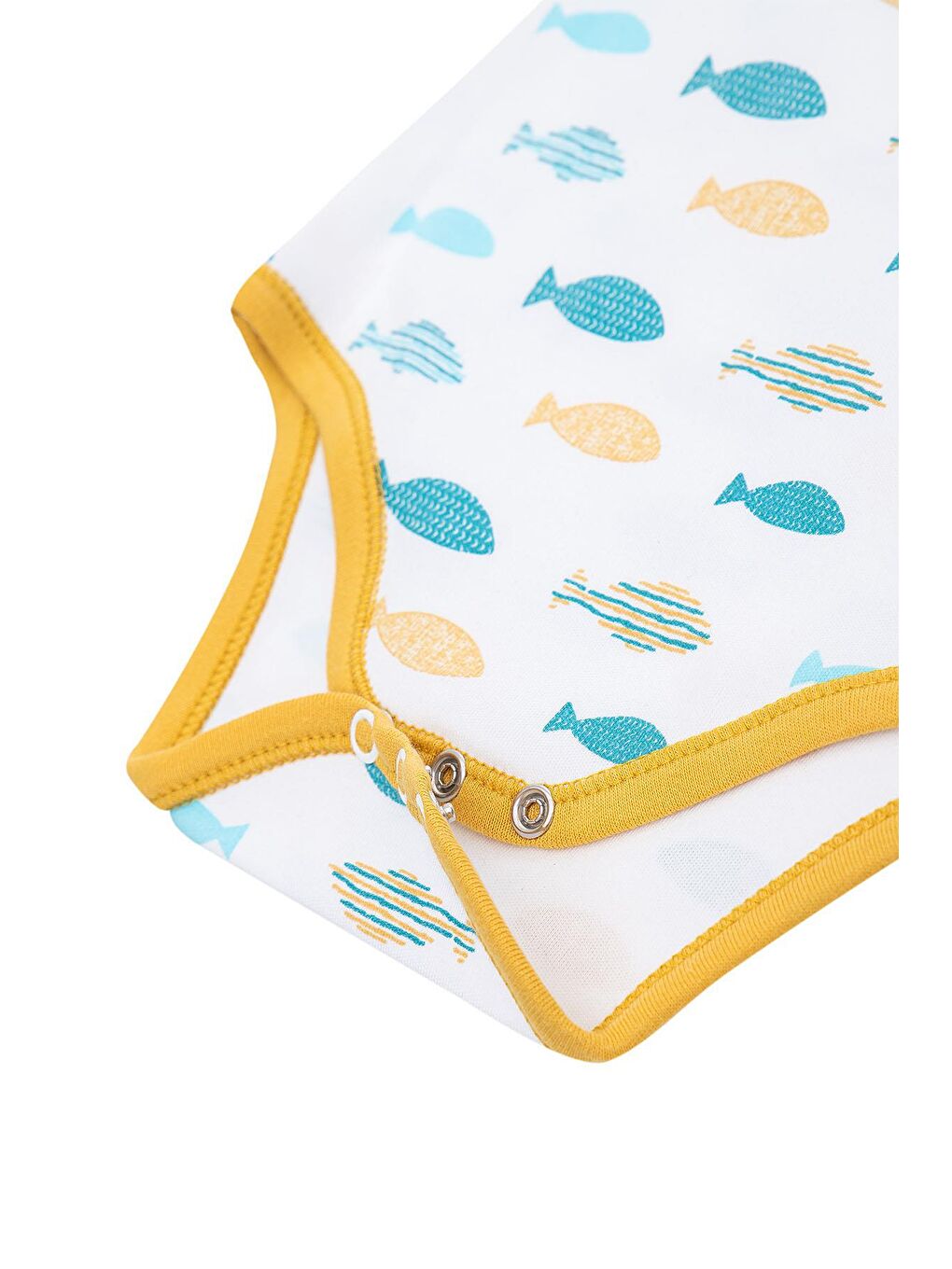 Dodo 2'li Bebek Zıbın Kısa Kollu %100 Organik Pamuk Penye Baskılı Beyaz-Sarı-7