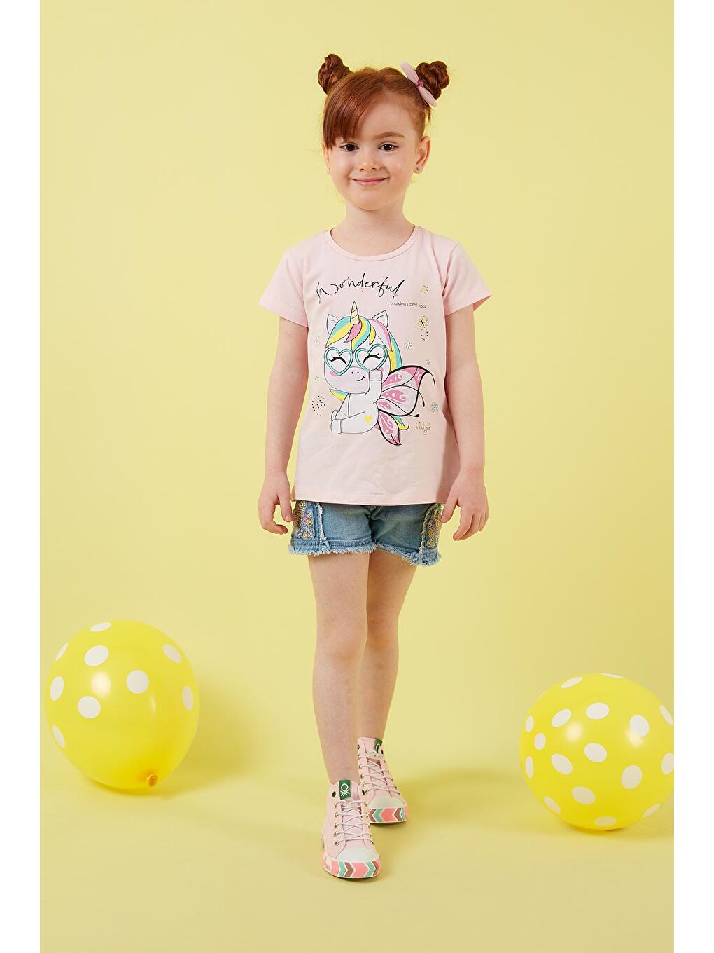 Pembe Baskılı Bisiklet Yaka Pamuklu T Shirt 6211044-3