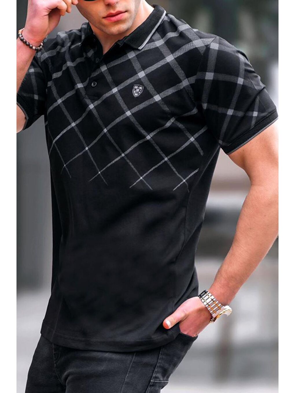 Siyah Düğmeli Erkek Polo Yaka Tişört 5867-2