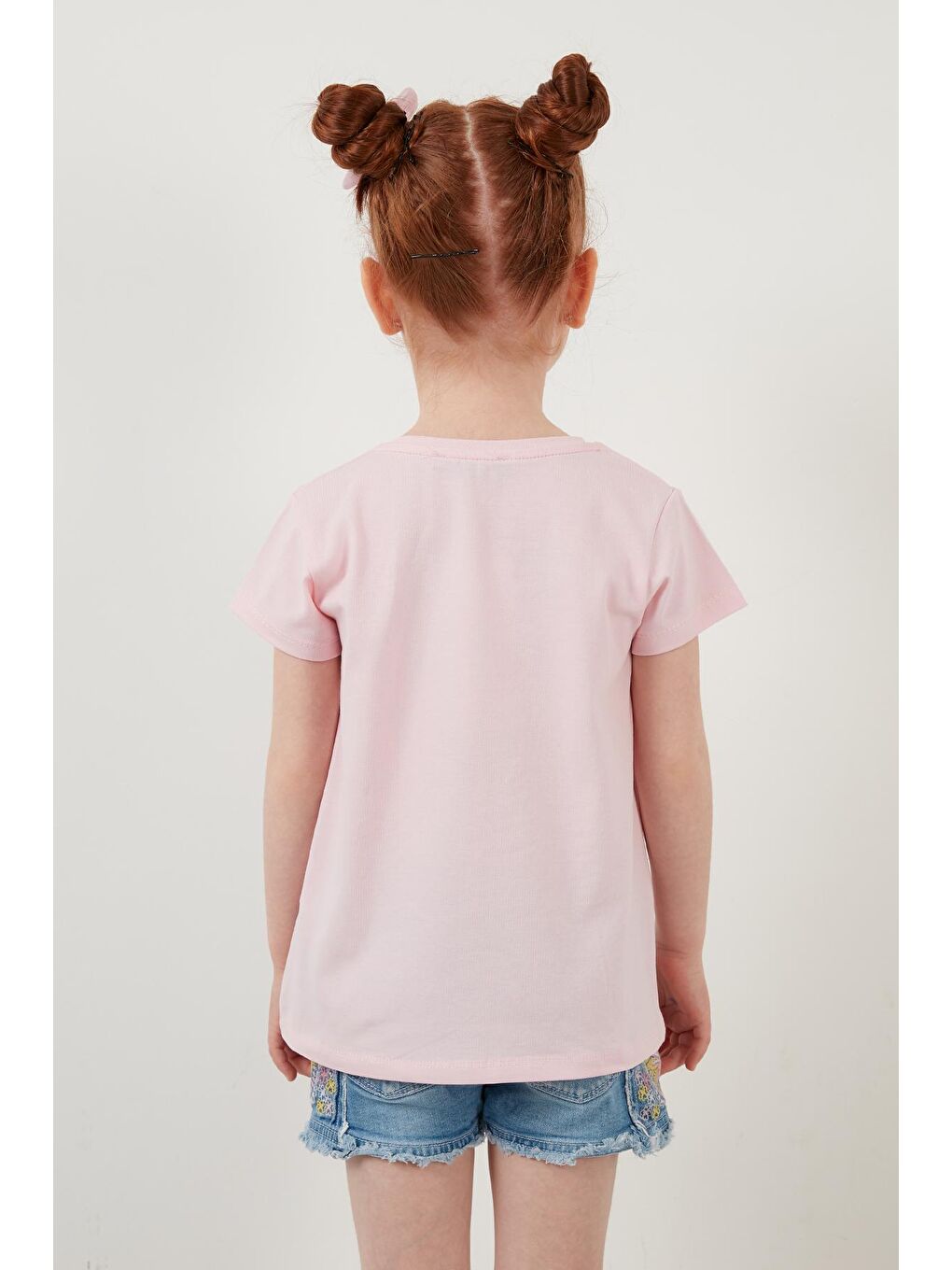 Pembe Baskılı Bisiklet Yaka Pamuklu T Shirt 6211044-4