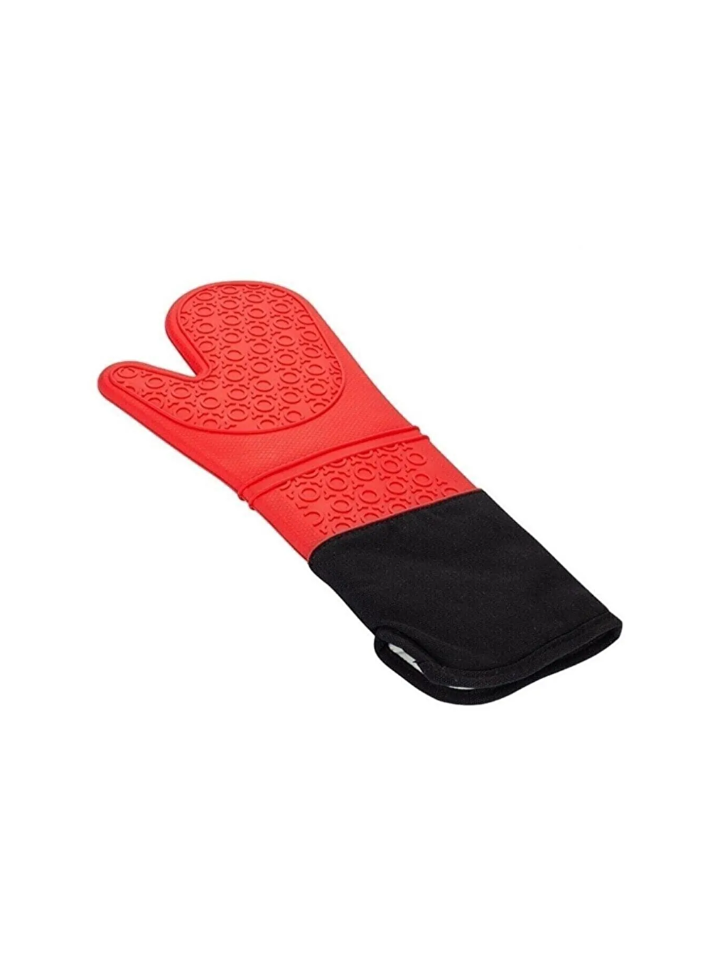 Kırmızı Silikon Yanmaz Yapışmaz Isı Yalıtımlı Mutfak Fırın Eldiveni 37 cm