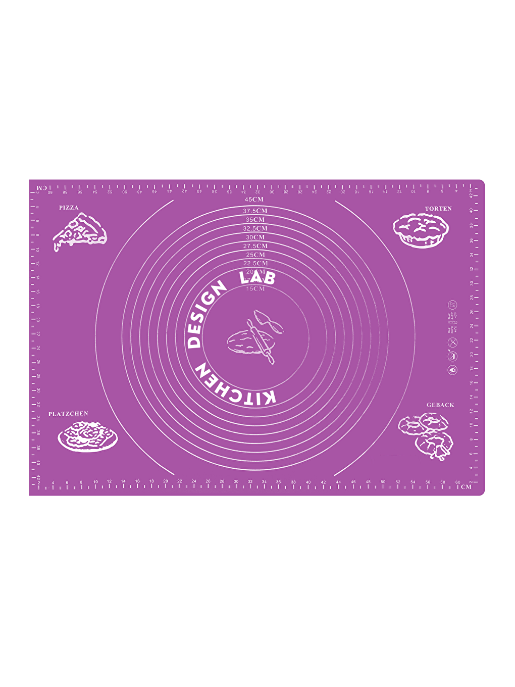 Mor Silikon Ölçülü Çok Amaçlı Hamur Açma Matı 45 cm x 65 cm-1