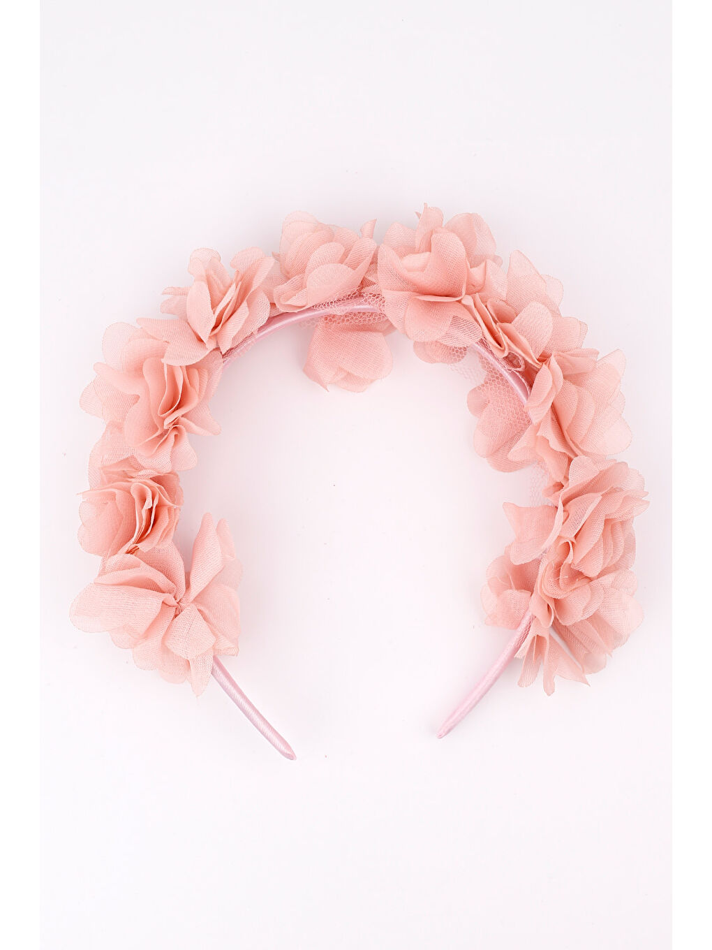 Pembe Pudra Çiçekli Kız Çocuk Taç-1