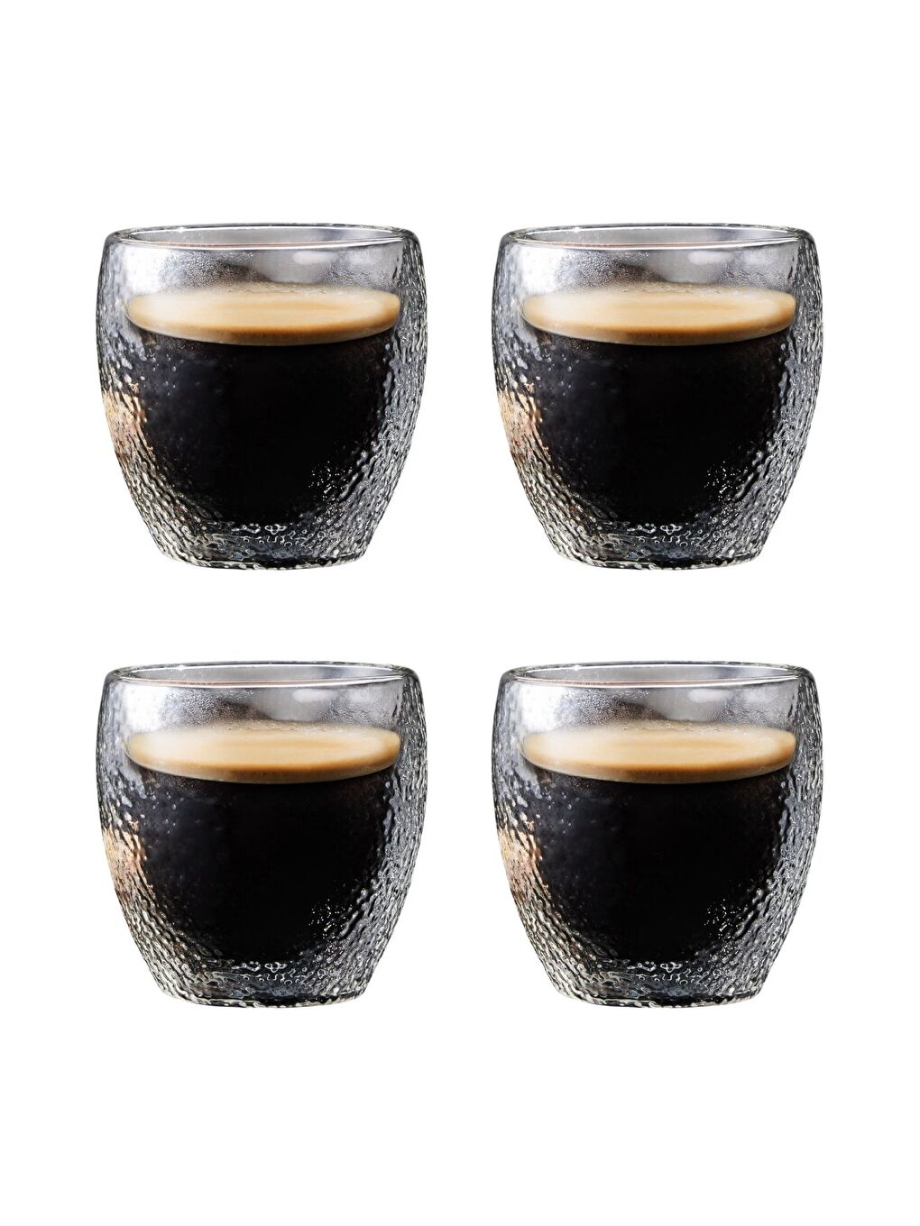 Renksiz Çift Cidarlı 250 ml Cam Kupa Seti 4 Adet 2220