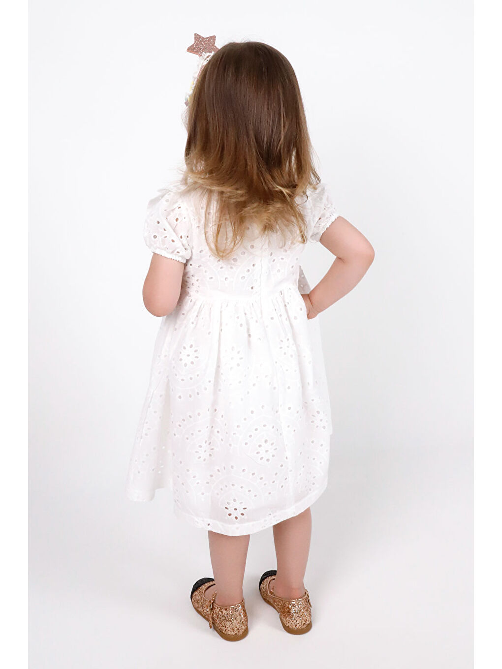 Ekru Fisto Dantelli Kız Çocuk Elbise - Cara-2