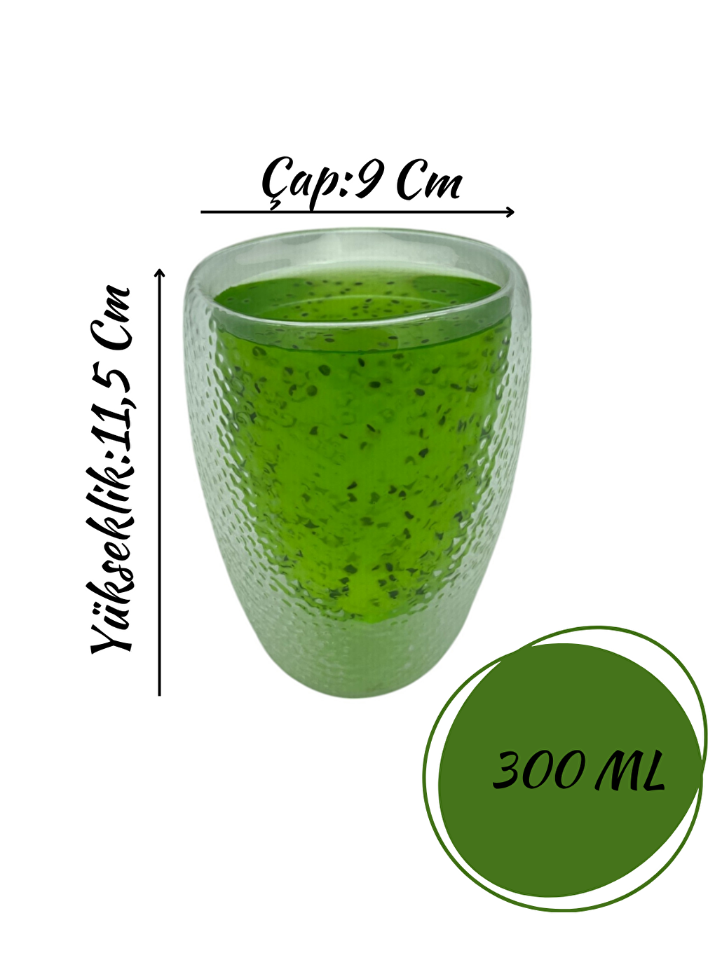 Renksiz Çift Cidarlı 300 ml Cam Kupa Seti 3 Adet 2221-4