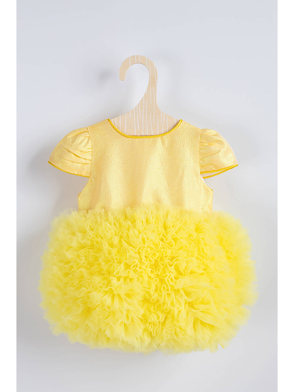 Sarı Kısa Kollu Tütülü Bebek Prenses Elbise - Lina-2