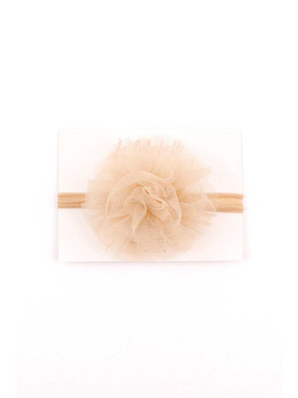 Bej Tül Çiçek Kız Çocuk Saç Bandı