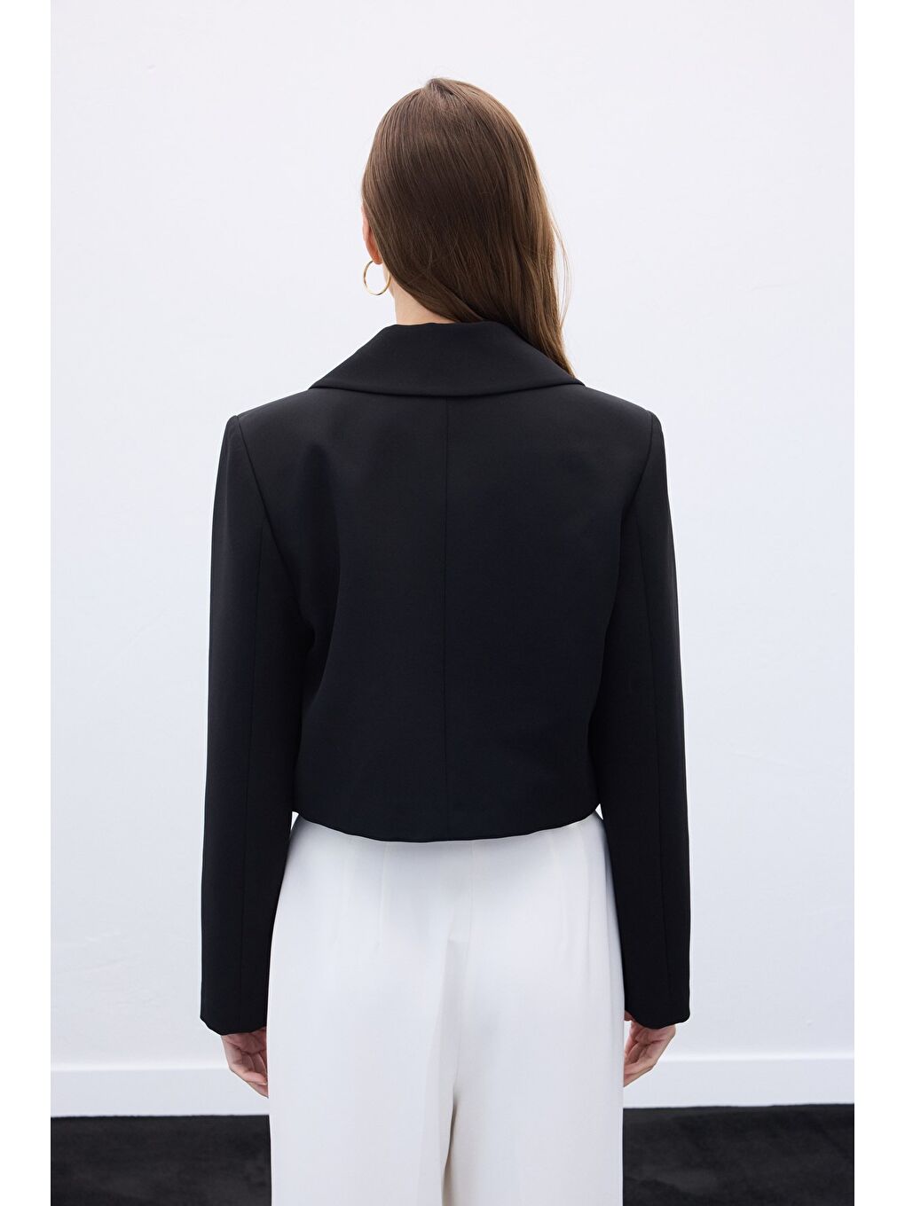 Düğmeli Kısa Ceket - Siyah-7
