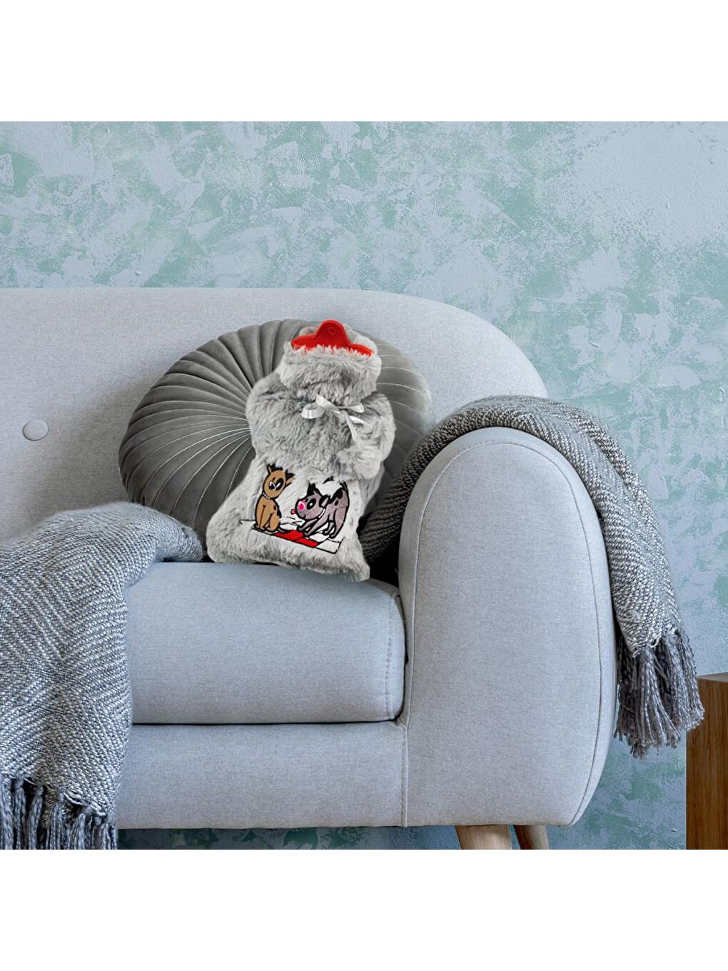 Biggdesign Dogs Gri Pelüş Sıcak Su Torbası - 6