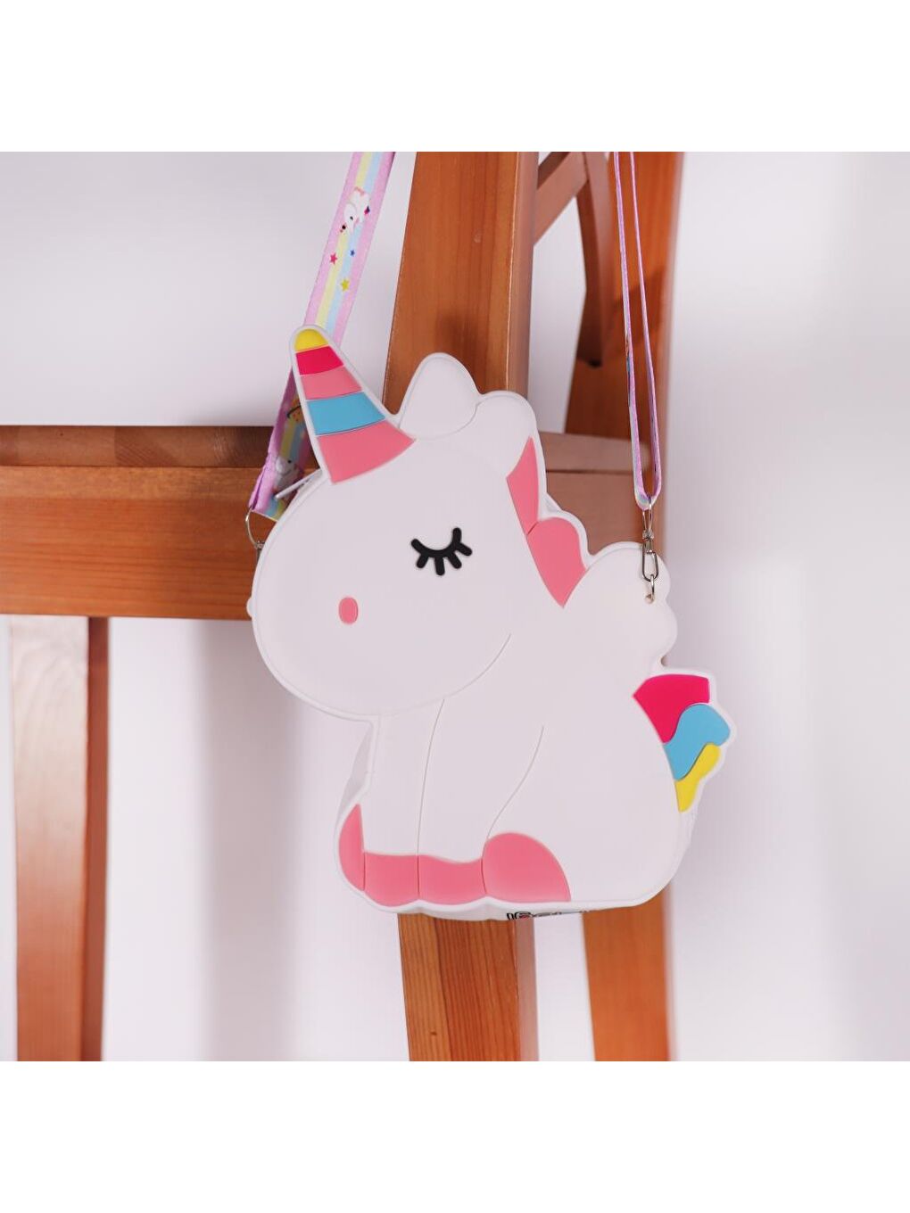 Pembe Silikon Beyaz Omuz Çantası-3