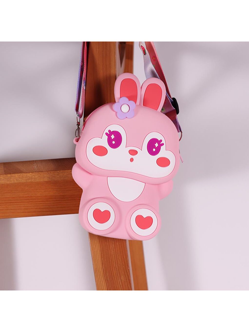 Silikon Pembe Tavşan Omuz Çantası-4