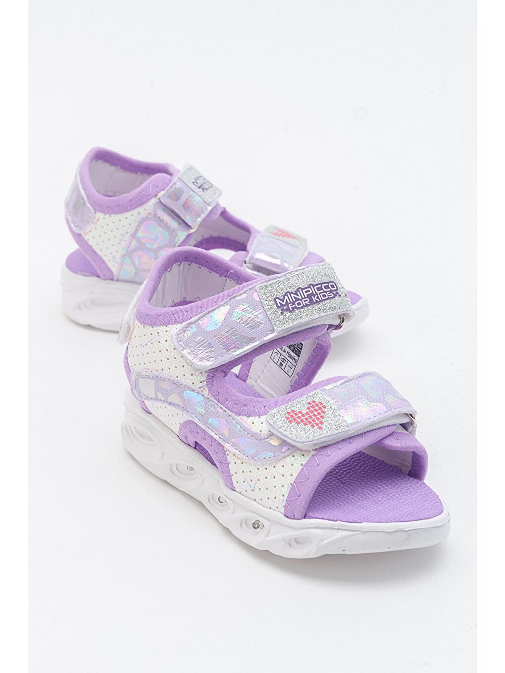 Kız Çocuk Beyaz-Lila Işıklı Anatomik Hafif Spor Sandalet