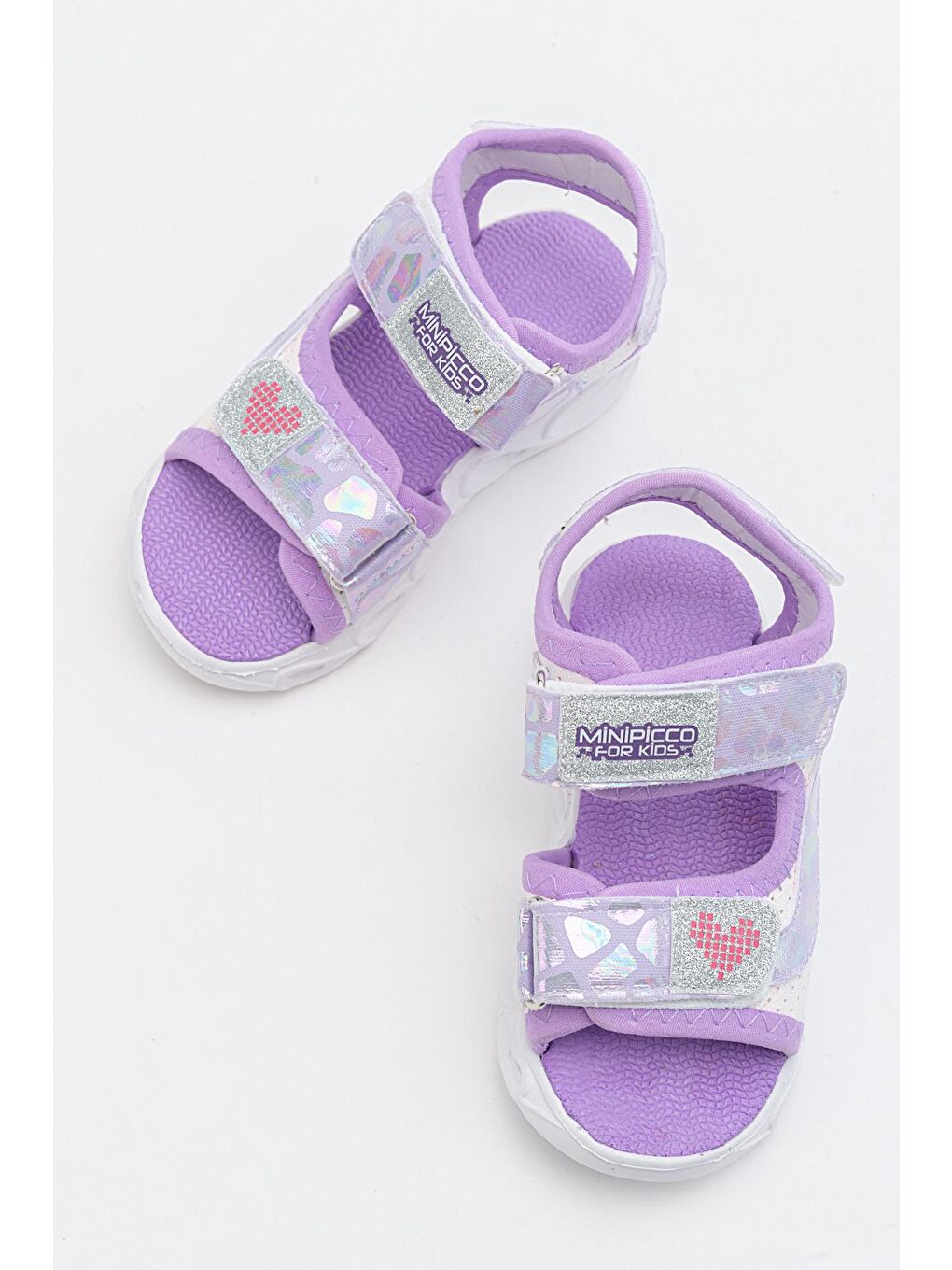 Kız Çocuk Beyaz-Lila Işıklı Anatomik Hafif Spor Sandalet-2