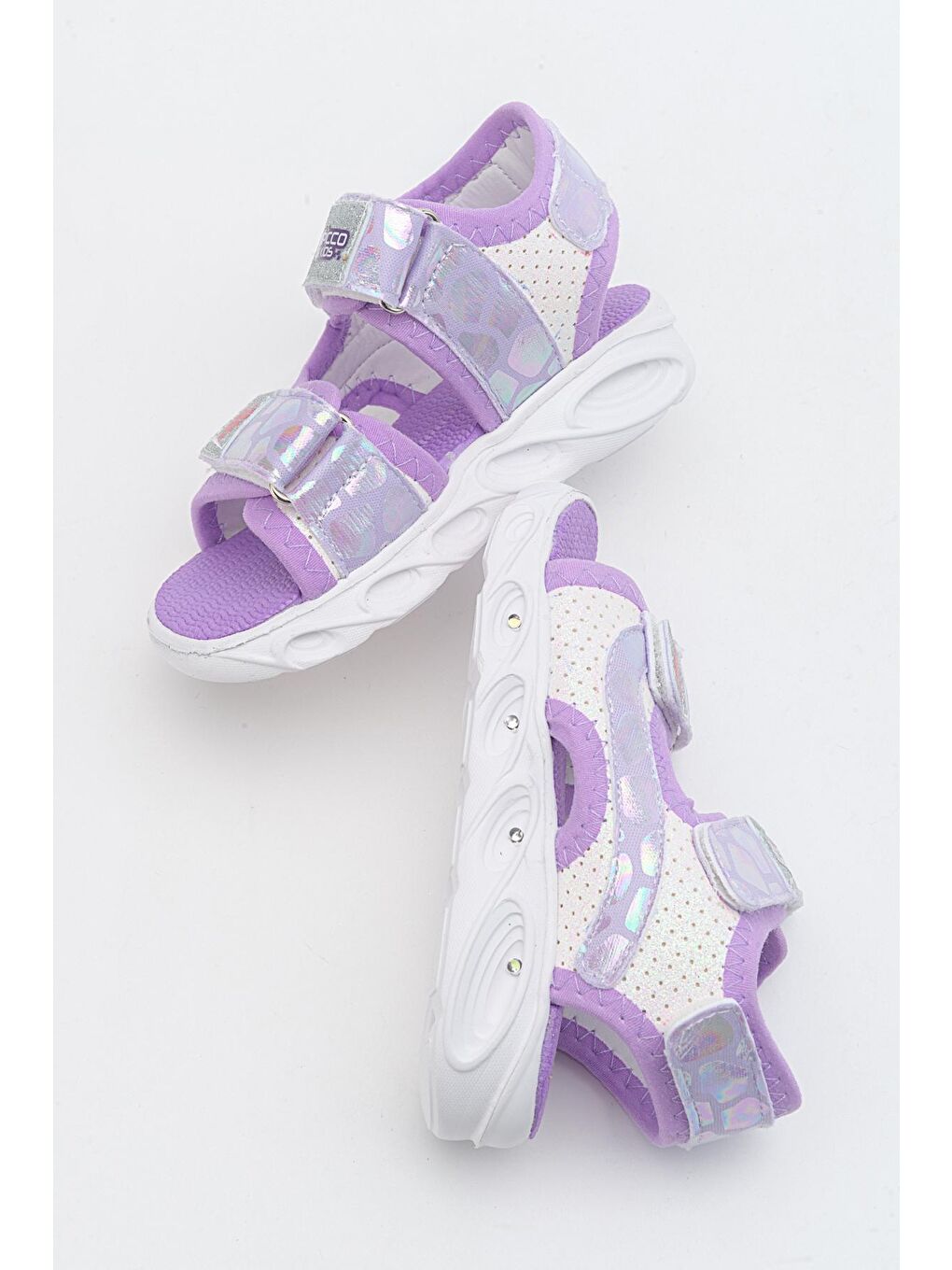 Kız Çocuk Beyaz-Lila Işıklı Anatomik Hafif Spor Sandalet-3