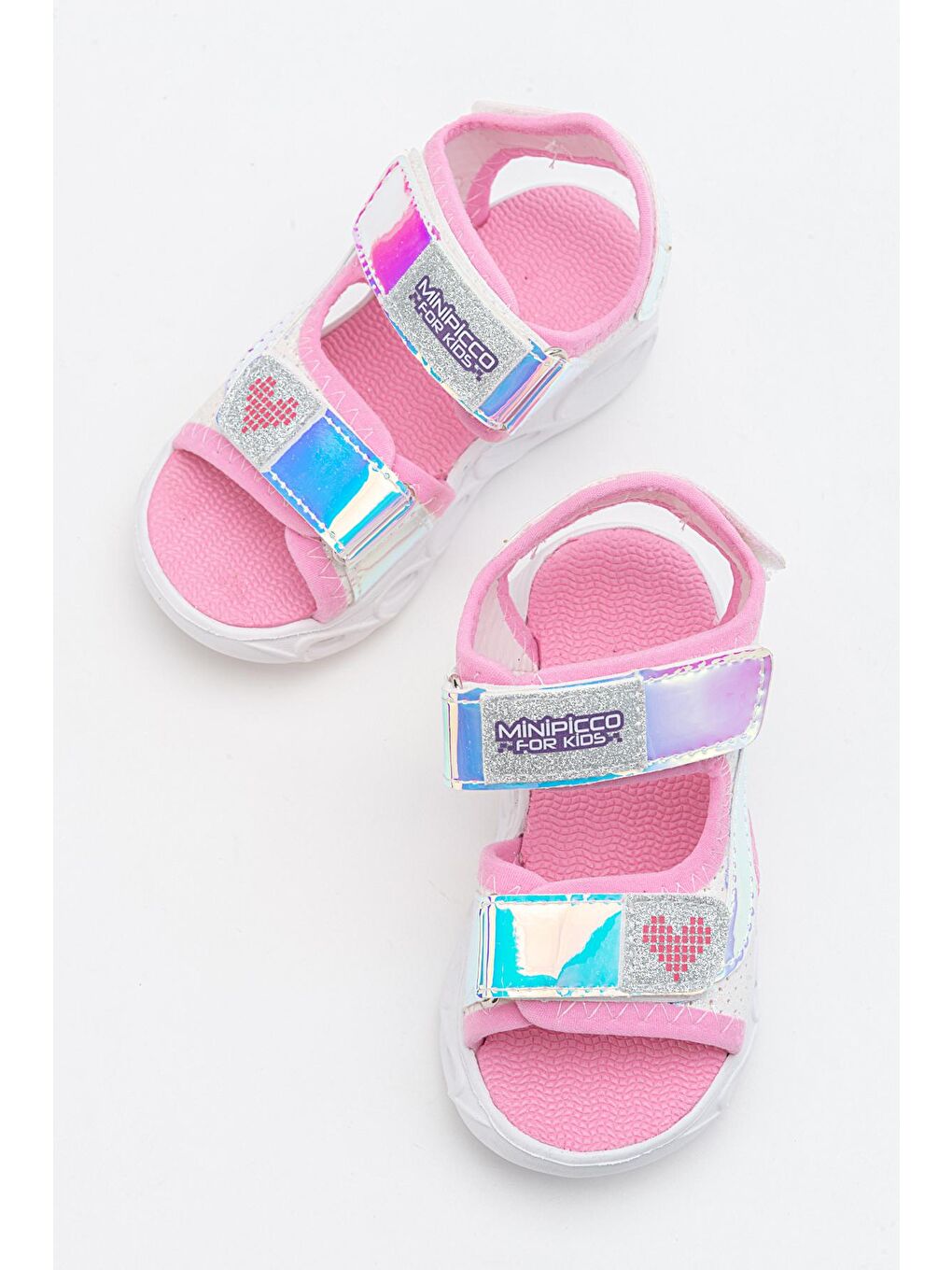 Kız Çocuk Beyaz-Pembe Işıklı Anatomik Hafif Spor Sandalet-2