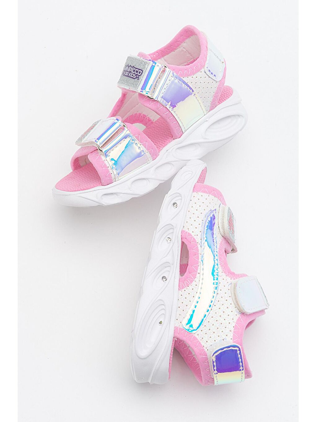 Kız Çocuk Beyaz-Pembe Işıklı Anatomik Hafif Spor Sandalet-3