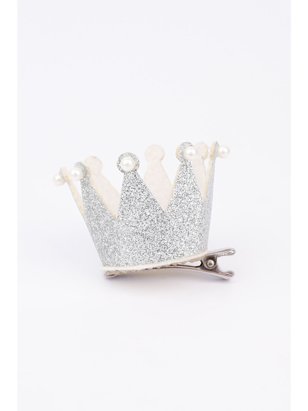 Gri Gümüş İnci Detaylı Kraliçe Kız Çocuk Klips Toka