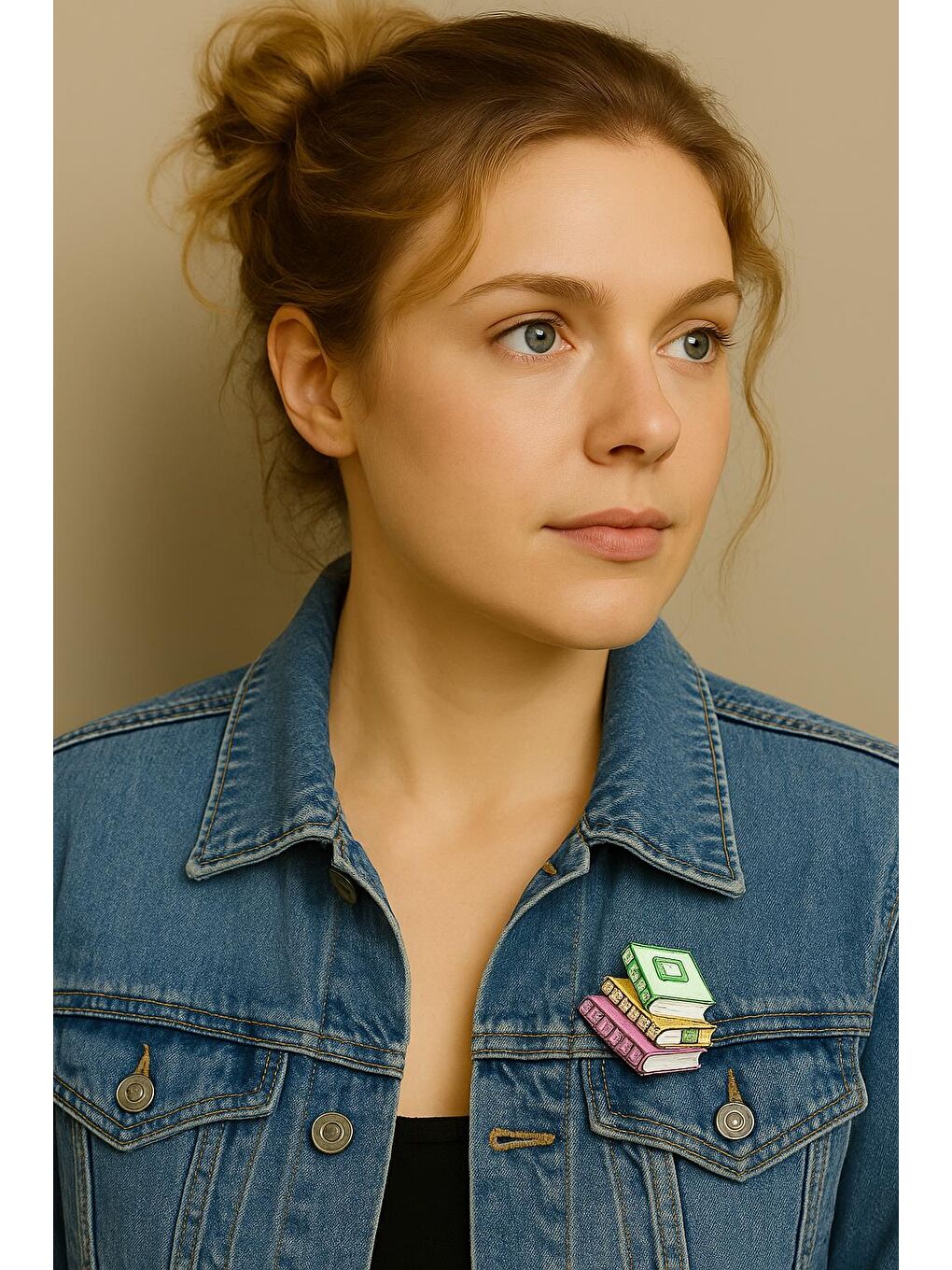 Karışık Parlak Taşlı Kitap Kurdu Broş Yaka İğnesi-1