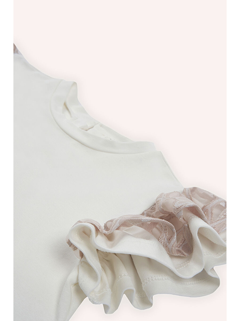 Kız Çocuk Yumuşak Dokulu T-Shirt Ekru-4