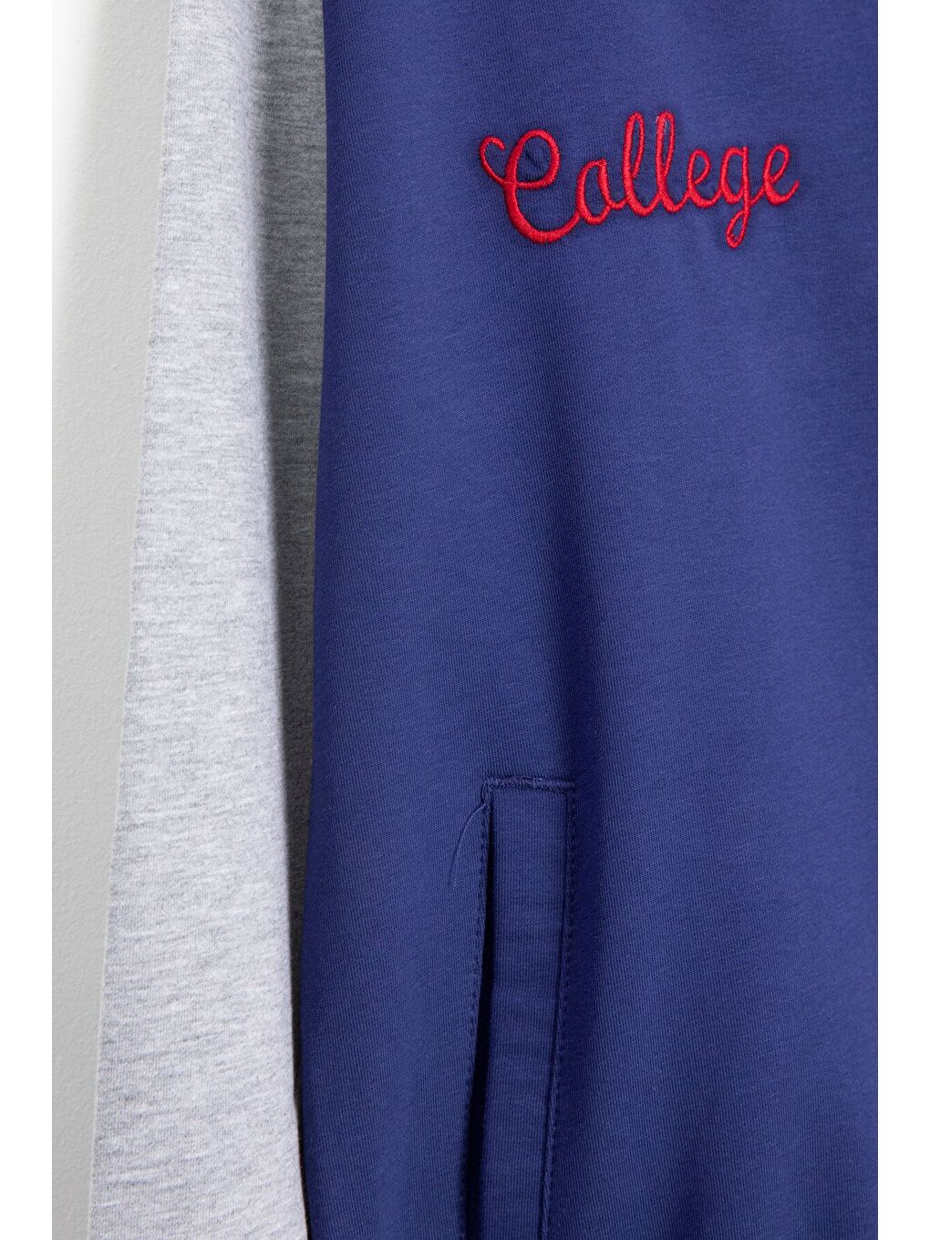 Mavi Yazı Nakışlı Kolej Ceketli Erkek Çocuk Eşofman Takımı 21224-1
