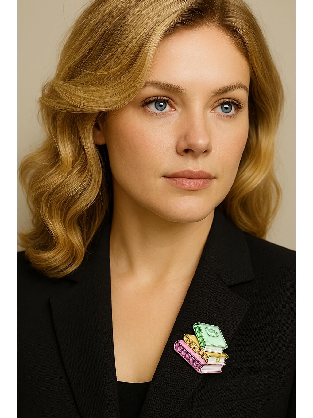 Karışık Parlak Taşlı Kitap Kurdu Broş Yaka İğnesi-5