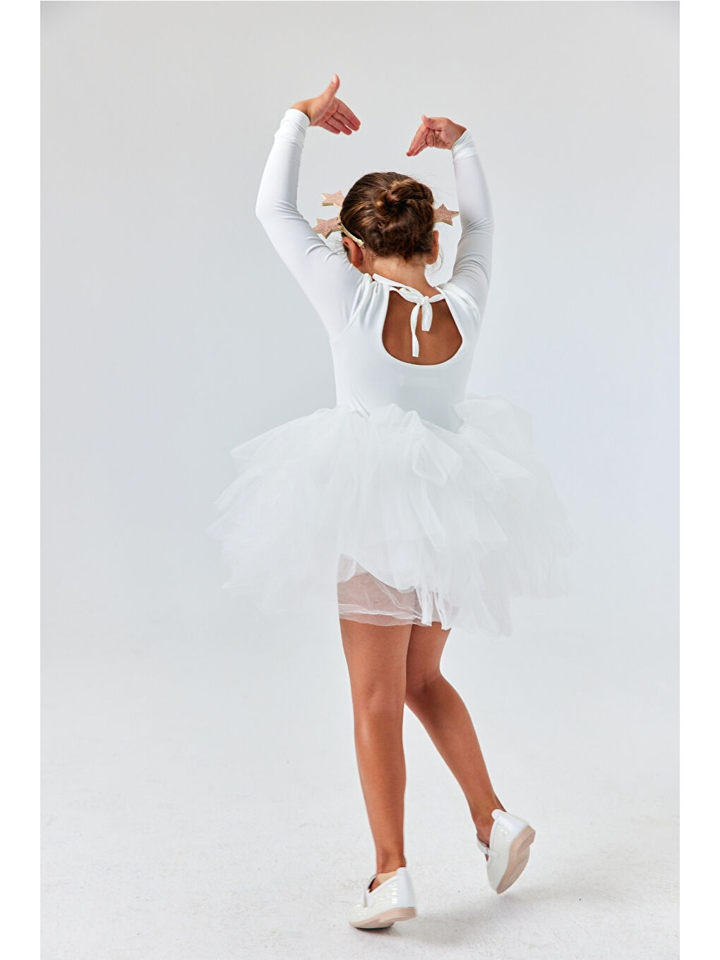 Ekru Tütü Etekli Kız Çocuk Balerin Elbise - Miranda-1