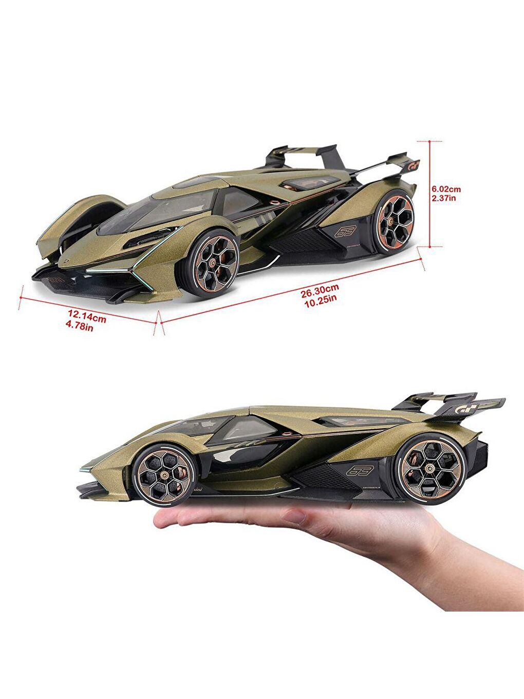 Maisto Karışık Lamborghini V12 Vision Gran Turismo Model Araba 1/18 - Yeşil - 4