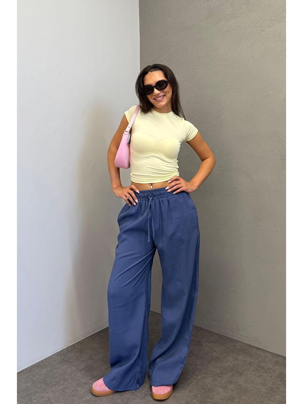 İndigo Geniş Paça Kadın Pantolon Mg1982