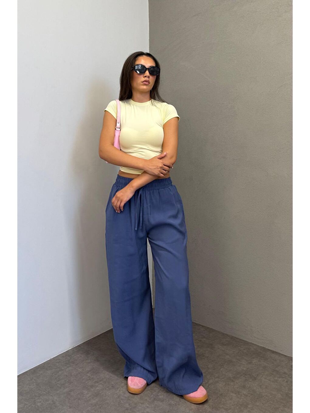 İndigo Geniş Paça Kadın Pantolon Mg1982-1