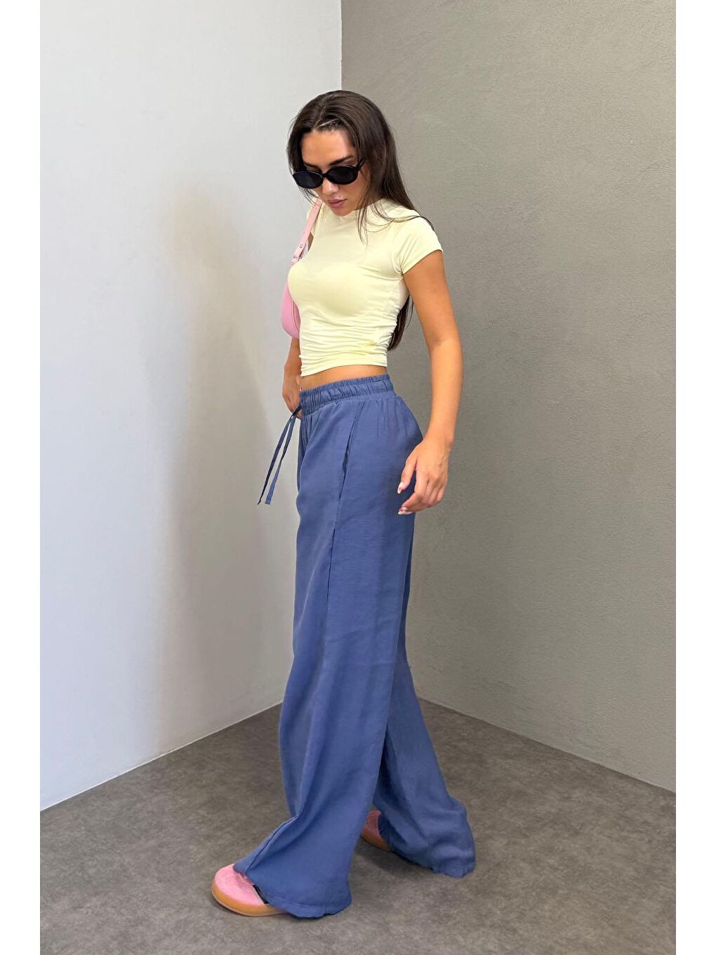 İndigo Geniş Paça Kadın Pantolon Mg1982-2