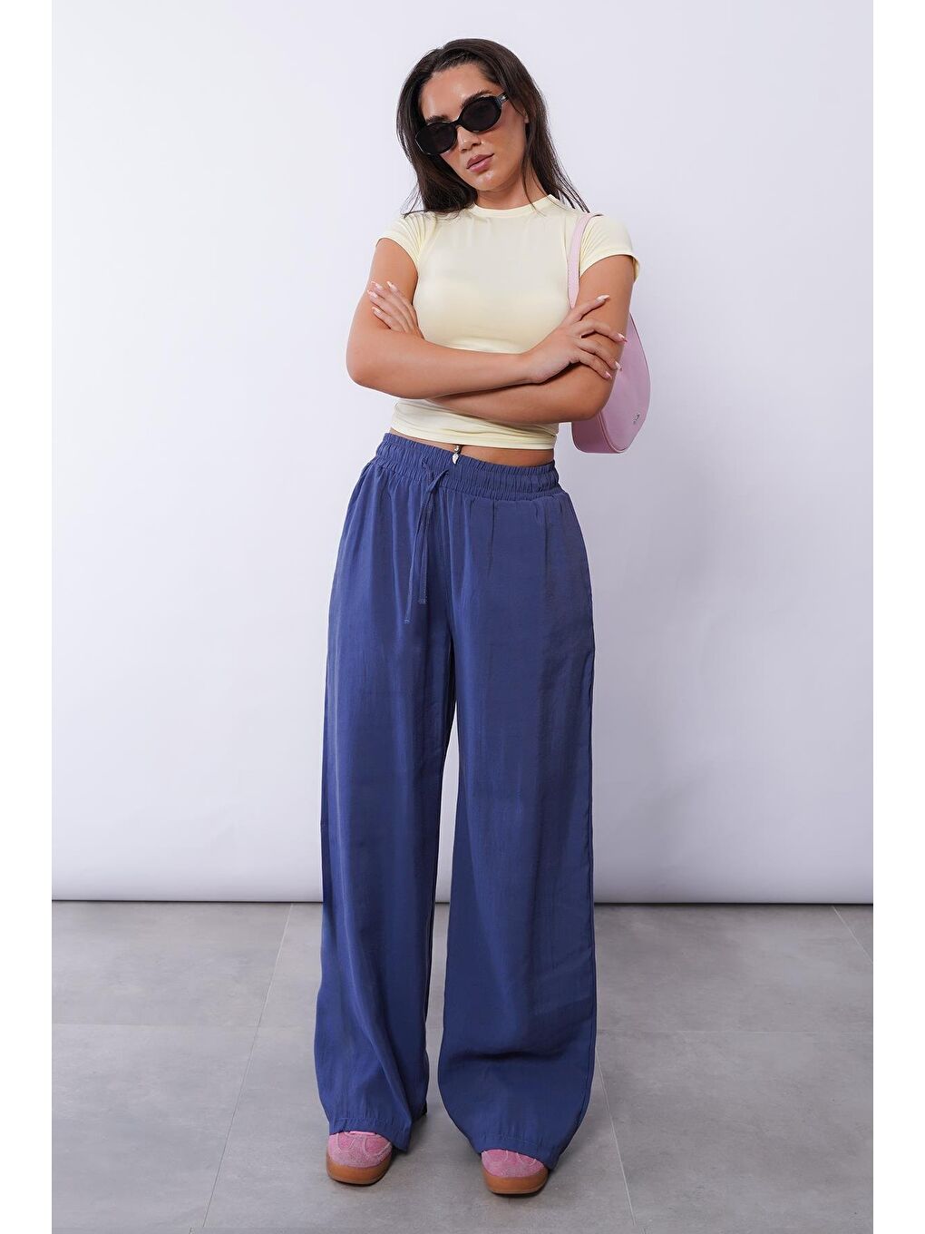 İndigo Geniş Paça Kadın Pantolon Mg1982-6