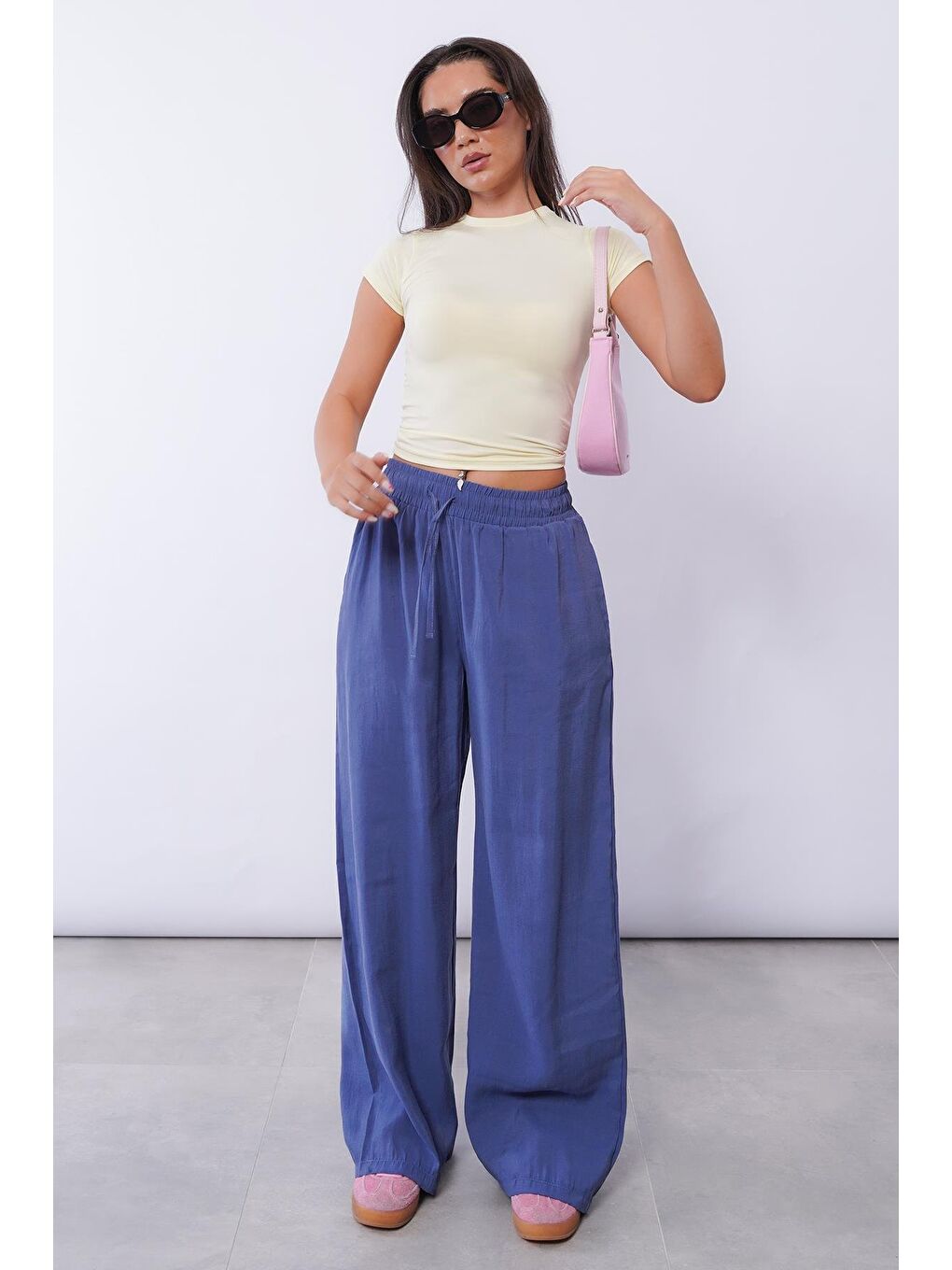 İndigo Geniş Paça Kadın Pantolon Mg1982-7